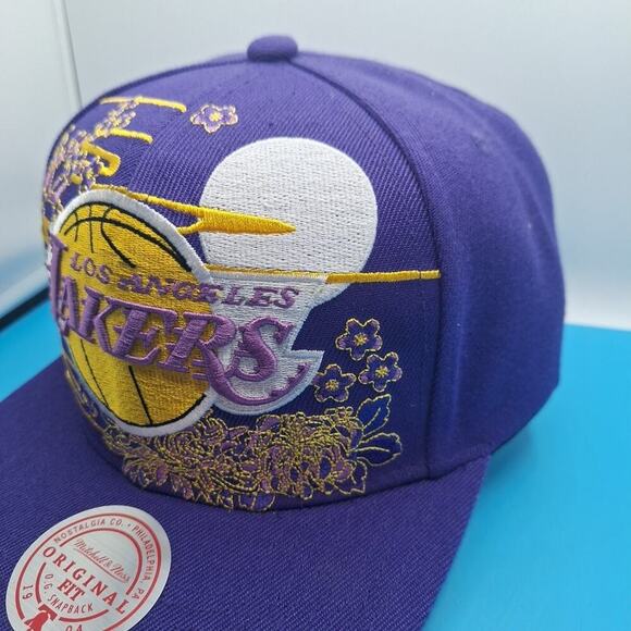 Mitchell & Ness Los Angeles Lakers Purple Snapback Hat Cap Blossom - Picture 4 of 9